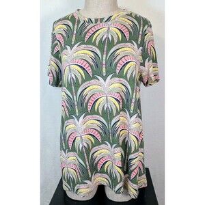 Crown & Ivy XXL Palm Print Baby Terry Tee Green Tropical Short Sleeve Top NWT
